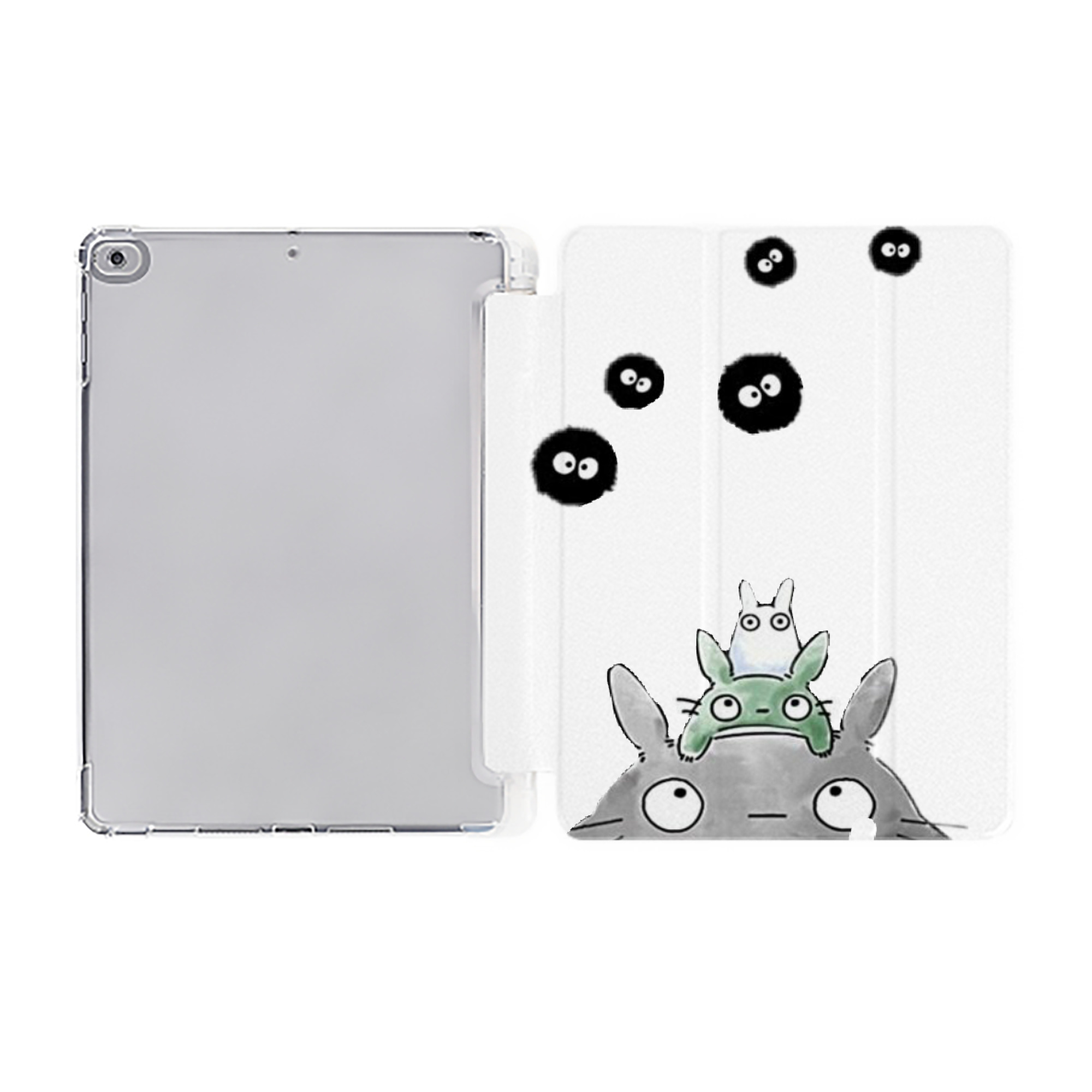 （画像用） となりのトトロ 草壁メイ 草壁サツキ My Neighbor Totoro Satsuki Kusakabe Mei Kusakabe IPad ケース ペン収納付き 三つ折りスタンド PUレザー×シリコン 対応機種9.5/10.5/10.9インチ